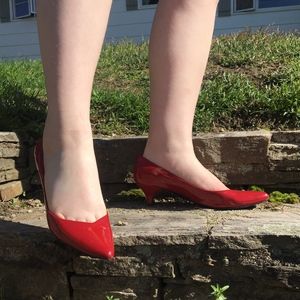 BCBG Red Pointed Toe Kitten Heels